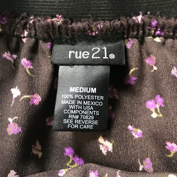 Rue 21 Mini Ruffle Skirt Black + Floral Print (M) - Picture 7 of 7